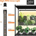 Bstrip Plant Cabinet with Pegboard, 3 Tier Plant Shelf with Grow Light, Metal Plant Stand with 4 Pack 96W Grow Lights for Indoor Plant, Foliage Plants, Seed Starting, 29.5"x13.8"x59"