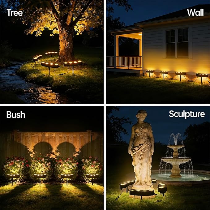Sublume Solar Tree Lights Outdoor, Palm Tree Ring Uplights with Warm White LED for Tree, 2-in-1 (Sticked&Tied), IP65 Waterproof, 2000Mah Upgraded COB Spotlights for Garden, Landscape, Yard, Decor