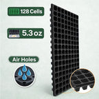 Gardzen 10 Pack 128 Cell Seed Starter Trays, 1.5" Deep Plug Tray for Seedlings, Durable Seedling Trays with Drainage Holes, Fit Standard 1020 Drip Tray