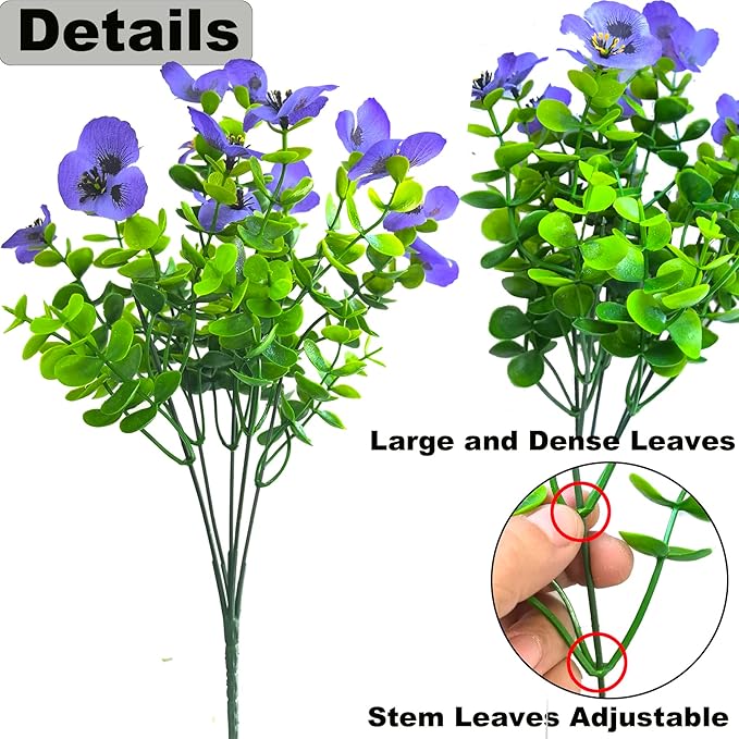 Artificial Flowers for Outdoors Fake Plants Spring Decor, 14 pcs Realistic Fake Pansies Silk Flowers UV Resistant, Lifelike Faux Outdoor Flowers for Porch Garden Patio Window Box Decor