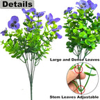 Artificial Flowers for Outdoors Fake Plants Spring Decor, 14 pcs Realistic Fake Pansies Silk Flowers UV Resistant, Lifelike Faux Outdoor Flowers for Porch Garden Patio Window Box Decor