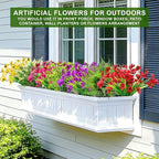 Artificial Flowers for Outdoors, UV Resistant No Fade 16 Bundles 7 Styles Fake Flowers Outdoor Faux Plant Colorful Daisy Boston Fern Lavender Cemetery Flowers for Outside Porch Patio Indoor Home Decor