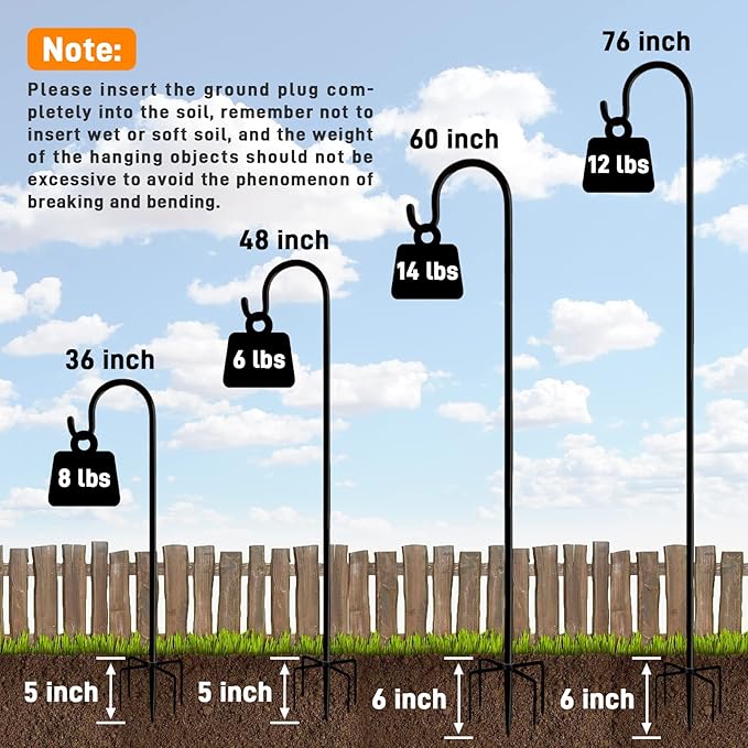 Shepherd Hooks 36 inches for Bird Feeders Outside Heavy Duty Shepherd Stand Plant Hanger Yard Hooks for Lanterns,Solar Lights,Bird Feeder,Wedding,Planter Pot-2 Packs