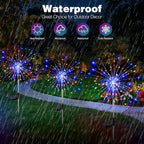 btfarm 6 Pack Solar Garden Lights Outdoor, 8 Modes Firework Lights Solar Powered, Waterproof Twinkle Fairy Light Outside for Yard Patio Pathway Pool Christmas Party Decorative, Multicolor
