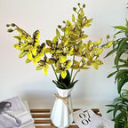 Soft Film Leaf Double Fork 9-Head Tiger Head Orchid Home Living Room DIY Flower Arrangement Ornaments Wedding Flowers (Color : 2)