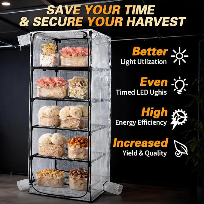 Mushroom Grow Tent, Martha Tent for Mushroom Growing kit, Mini Greenhouse Indoor, sturdy racks can accommodate a variety of mushrooms, including trays, fruiting blocks & grow kits (Mushroom Grow Tent)