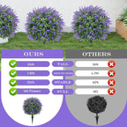 FAJUNZH Artificial Topiary Bushes for Outdoors with Spike, Boxwood Ball Fake Shrubs UV Resistant Faux Plants for Indoor Outdoor Fall Thanksgiving Halloween Decor (Lavender Boxwood Purple-2 Packs)