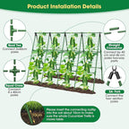 71" x 51" Cucumber Trellis for Raised Bed, A-Frame Garden Trellis for Climbing Plants Outdoor, Rust-Proof Metal Support for Tomato, Peas, Beans, Zucchini & Vines, with Netting & Clips
