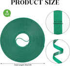 4 Roll Plant Tape Garden Ties, 131 Ft Green Plant Ties for Climbing Plants, 1/2" Adjustable Twist Ties for Plants Support, Reusable Nylon Gardening Tape for Growing, Home, Office