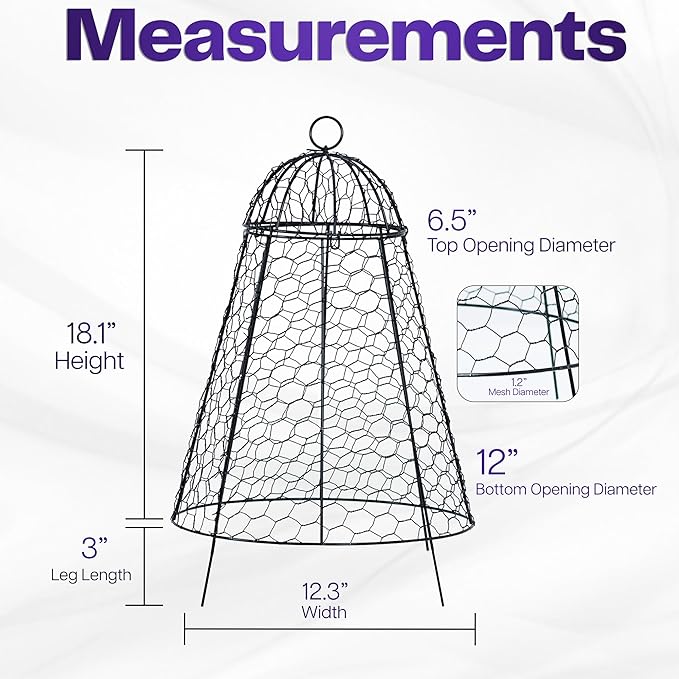 Life Finds Chicken Wire Garden Cloche Set, Protective Plant Cover for Flowers and Produce with Removable Top, Protection from Animals, Pack of 6, LF-GC6P