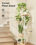 Tall Plant Stand Indoor 6 Tiered Plant Shelf for Multiple Plants Coner Shelf Stand Wood Plant Stand Metal Shelving for Living Room Bedroom Balcony Patio White