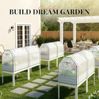 KING BIRD Large Raised Garden Bed with Cover Galvanized Elevated Planter Box with Legs 72×23×55 in for Backyard, Patio, Balcony, 700lb Capacity, Beige