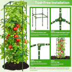 Legigo 2 Pack Square Tomato Cages- 60 Inch Heavy Duty Tomato Trellis for Climbing Plants Outdoor, Tomato Plant Support Stakes Cage Garden Trellis for Garden Raised Garden Bed Cucumbers Vegetables