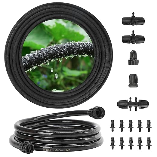 MIXC 80% Water Savings Drip Irrigation System Kit – 100ft 1/4" Soaker Hose & 10ft 1/2" Main Tubing with Connectors, Automatic Watering System for Large Vegetable Garden, Lawn, Raised Bed, Greenhouse