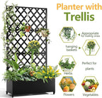 Metal Raised Garden Bed with Trellis and Wheels, 72"x47" Planter Box for Climbing Plants, Vegetables & Vines, Features Drainage Holes and Privacy Screen