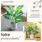 16" Small Fake Plants Artificial Tropical Faux Plants Indoor Desk Plant for Home Office Kitchen Shelf Sage Green Decor