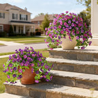 Artificial Fake Flowers Plants UV Resistant, Faux Petunias Silk Flowers for Outdoors No Fade, Fake Outdoor Flowers for Planters Spring, Realistic Home Garden Balcony Yard Decor (Light Purple)