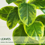 Ficus Tree Artificial Plants Indoor, 5FT Tall Fake Trees in White Pot, Large Potted Silk Floor Plant Artificial Trees, Green Lifelike Faux Ficus Tree for Home Room Office Porch Decor-Yellow