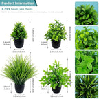 LOYWREE 4 Pack Mini Fake Plants Small Artificial Greenery Potted Plants in Black Pots for Home Office Desk Table Bathroom Farmhouse Room Decor