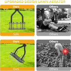 Lawn Aerator Tool with Dual-Layer Self-Cleaning Spikes, 15 Spike Heavy Duty Manual Lawn Aerator for Compact Soil, Anti-Clog Grass Aerator for Yard, Garden & Lawn Care