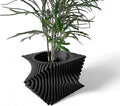 Aeon Twist Modern Planter – Black Sculptural Plant Pot for Indoor Decor Geometric Design with Drainage – Unique Home Accent for Living Room, Office, or Shelf (Black, Compact Structure: 6" x 4" WH)