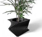 Aeon Twist Modern Planter – Black Sculptural Plant Pot for Indoor Decor Geometric Design with Drainage – Unique Home Accent for Living Room, Office, or Shelf (Black, Compact Structure: 6" x 4" WH)