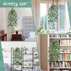 LOYWREE 3 Pack 39-in Long Fake Hanging Plant with Pot Faux Pothos Artificial Potted Plants Small Faux Ivy Vine Plant for Indoor Outdoor Aesthetic Office Living Room Shelf Decor (Black Pot)