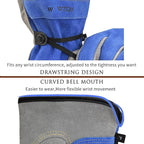 WZQH Leather Work Gloves for Men or Women. X-Large Glove for Gardening, Tig/Mig Welding, Construction, Chainsaw, Farm, Ranch, etc. Cowhide, Cotton Lined, Utility, Firm Grip, Durable. Blue-Grey XL