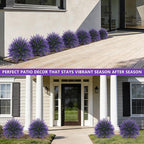 Grooy Artificial Lavender Topiary Ball, Set of 2 Artificial Boxwood Shrub Bushes with Ground Spike, Fake Evergreen Tree for Porch, Artificial Plants for Outdoor Planters Indoor UV Resistant