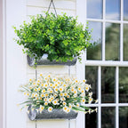 summer flower 10 Pack Artificial Boxwood Stems for Outdoors Unfading in The Sun Plastic Faux Plants Fake Foliage Shrubs Greenery for Garden Office Patio Wedding Farmhouse Indoor Decoration
