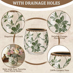 SiliFine Vintage Ceramic Flower Pot with Ice Crackle Rustic Planter with Drainage Holes for Indoor and Outdoor Decor Home Living Room Garden Decor Gardening Gift(Rustic Style)