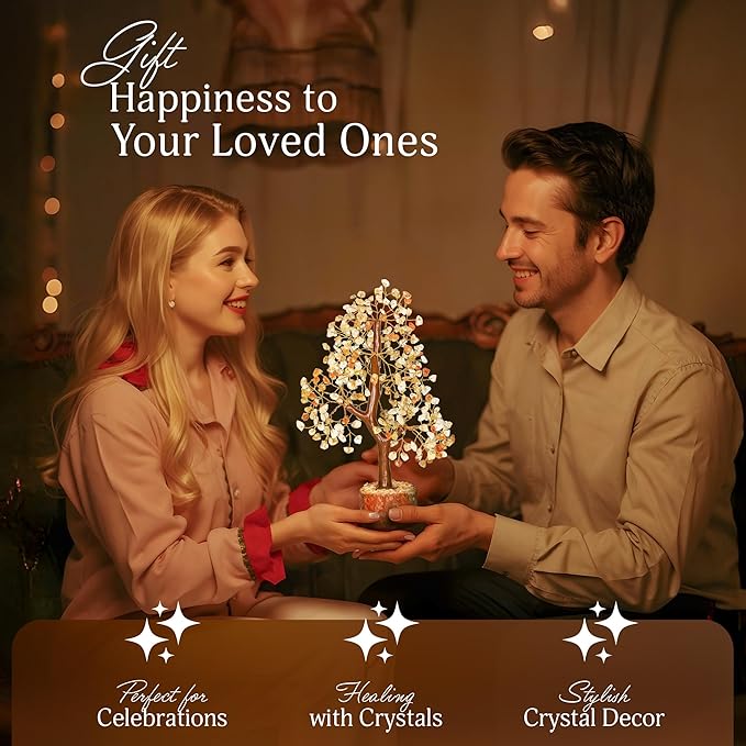 Citrine Healing Crystal - Gemstone Tree, Bonsai Trees, Feng Shui Tree, Crystal Gifts for Women, Arbol De La Abundancia, Crytals and Gemstones