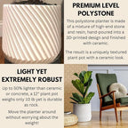 Fox & Fern Large 12 Inch Planter with Drainage Plug — Premium Polystone White Plant Pot - Modern Planter with 3D Texture and Ceramic Finish - 12 Inch Pots for Plants Indoor & Outdoor.