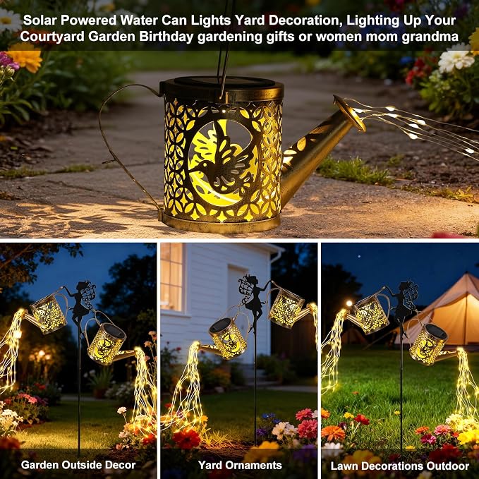 LOVERUIS Solar Watering Can Lights - Solar Outdoor Decorative,Garden Decor Lights for Yard, IP65 Waterproof Solar Lights, Perfect Decor for Outside, Patio, Garden Gift for Women, Mom, Grandma