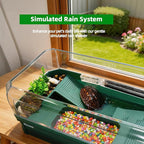 Turtle Tank Kit with 3-Stage Filter, Basking Platform & Heat Lamp - Complete Turtle Aquarium Habitat for Water Turtles, Enclosure or Hermit Crab Tank, Easy Drain Starter Kit Green, 18.1 Inch