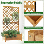 HAPPYGRILL Raised Garden Bed with Trellis, 71" Planter Raised Bed with Drainage Holes, Freestanding Garden Planter for Vine Climbing Plants, Wooden Planter Box for Yard Balcony(2, Yellow)