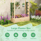 HAPPYGRILL Raised Garden Bed with Trellis, 2 Wood Planter Box w/Hanging Roof, Drainage System, Elevated Garden Box for Climbing Vine, Outdoor Planter w/Trellis for Patio Balcony, 44" x 14" x 45"