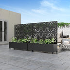 Casaphoria Metal Raised Garden Bed with Trellis and Wheels, 47"x47"x16" Planter Box for Climbing Plants, Vegetables & Vines, Features Drainage Holes and Privacy Screen Black-Star