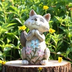 Smadeer Fox Statue for Garden Decor, Garden Statue with Solar Power Light for Outdoor Patio Porch Lawn Yard Backyard Oudside Indoor Shelf Decoration,Praying Fox Sculptures & Statues Woman