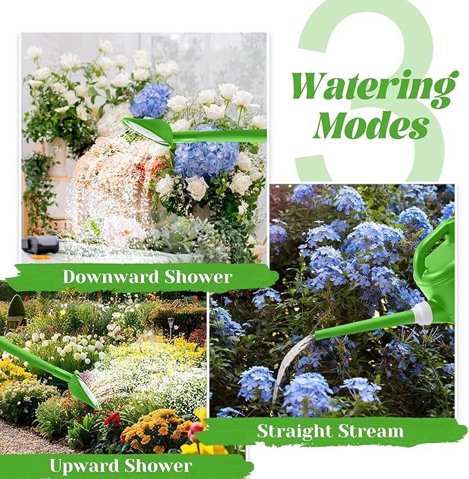 1 Gallon Watering Can, Garden Watering Can Outdoor, Plant Water Can with Removable Long Spout and Stainless Steel Sprinkler Head, Plastic Indoor Watering Cans for Gardening Flower Plants