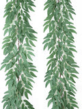 Mizii 2 Strands Artificial Vines Willows Garland 78" Fake Vine Italian Ruscus Silk Green Leaves Faux Hanging Plants Greenery Decoration for Table Centerpieces Home Room Party Wedding Decor (Willows)