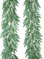 Mizii 2 Strands Artificial Vines Willows Garland 78" Fake Vine Italian Ruscus Silk Green Leaves Faux Hanging Plants Greenery Decoration for Table Centerpieces Home Room Party Wedding Decor (Willows)