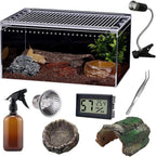 Reptile Terrarium - Amphibian Tank Starter Kit, Eco Rainforest Feeding Box, Amphibian Feeding Box, Suitable for breeding Lizards, Snakes, Chameleons,Jumping Spiders