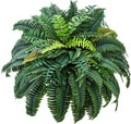 Giegxin 1 Pack 49''/95 Leaves Artificial Ferns for Outdoors, Large Fake Boston Ferns Bush, Realistic UV Resistant Faux Silk Plants for Porch Patio Hanging Garden Balcony Office Living Room Decor