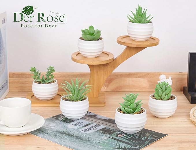 Der Rose 6 Pack Fake Plants Small Realistic Succulents Plants Artificial for Home Room Decor Indoor