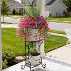 INQCMY Artificial Fake Hanging Flowers with Fake Fern for Outdoors UV Resistant Artificial Plants Spring Decor Look Real Faux Flowers for Outside Home Planter Porch Patio Decor