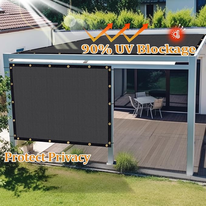 Shade&Beyond Customized Size 12' X 16' Shade Cloth with Grommets, 90% UV Protection UV Protection Mesh Tarp Sun Screens for Patio GN01, Dark Gray