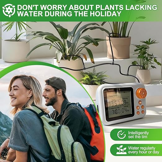 Drip Irrigation kit Indoor Plant Irrigation System Automatic Plant Waterer Plant Humidity Sensor Timer Water drip System kit to Growing Tent IKEA self Watering Automatic Mister kit Greenhouse(2 Sets)