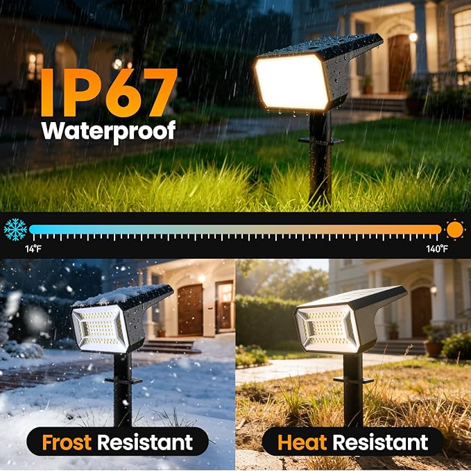 Fabrito 4 Pack Solar Spot Lights Outdoor Waterproof IP67, [108 LEDs, 4 Modes] Dusk to Dawn Spotlights with 1500mAh Battery for All Night, Landscape Lights for Tree, Yard, Pool, Pathway, Cool White