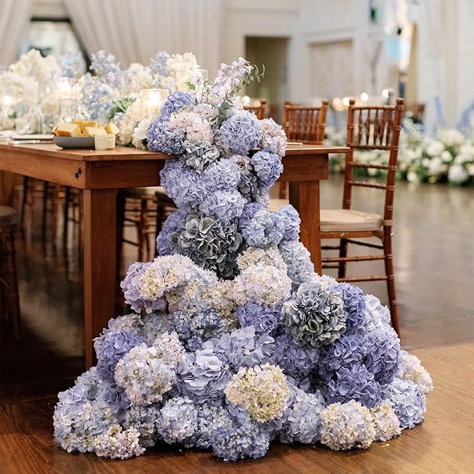 Coferset Light Purple Hydrangea Artificial Flowers 3pcs Lifelike Faux Hydrangea Real Touch Fake Flowers for Home Wedding Office Party Living Room Decoration,22inch